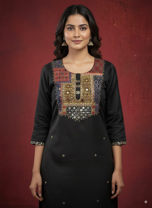 Black batick kurtaset with dupatta