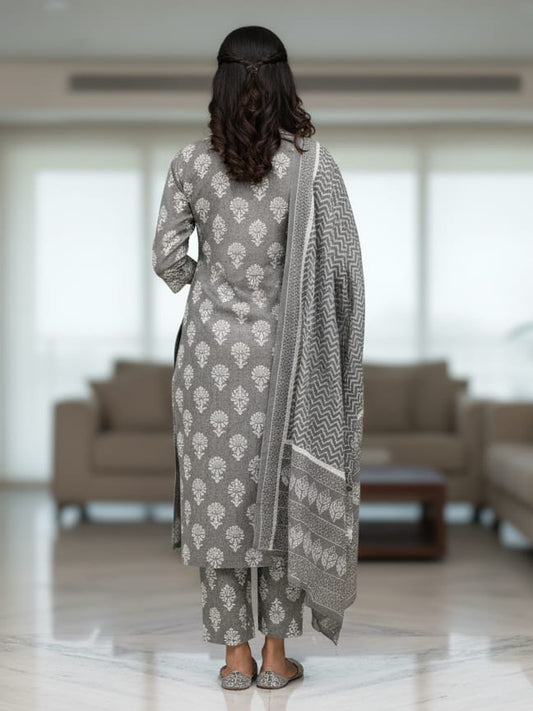 High-Quality Rayon Blend Grey Kurta Set