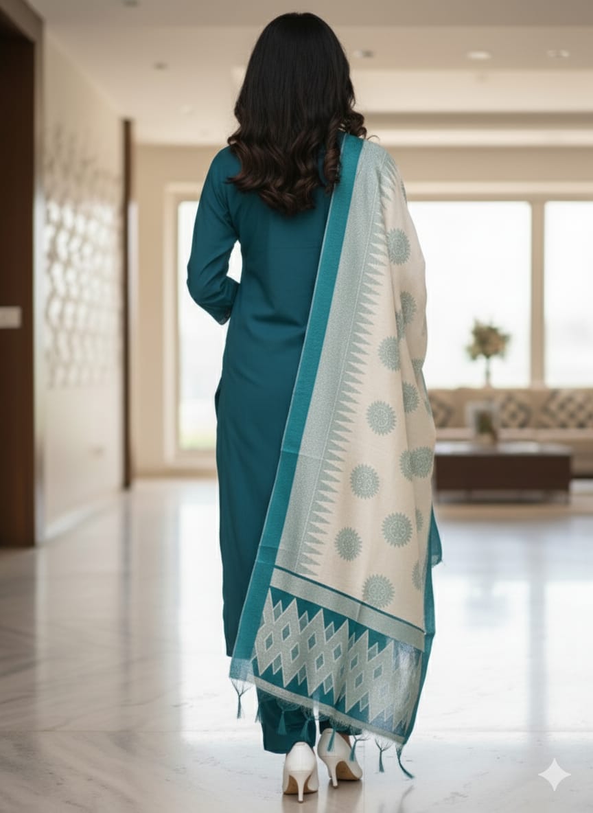 Teal Green silk Kurtaset with Dupatta