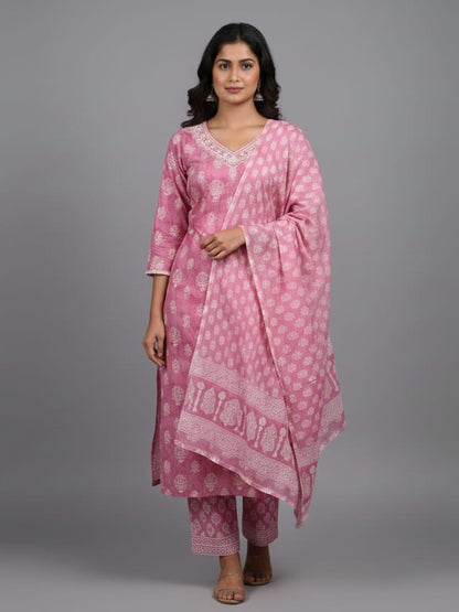 High-Quality Rayon Blend Baby Pink Kurta Set