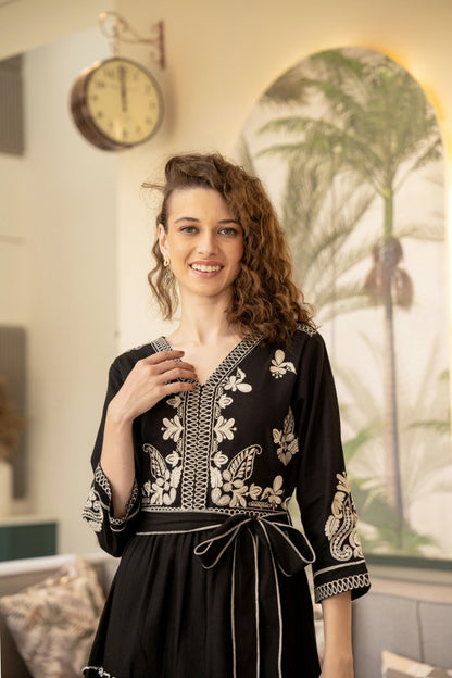 Black pure cotton with embroidery design