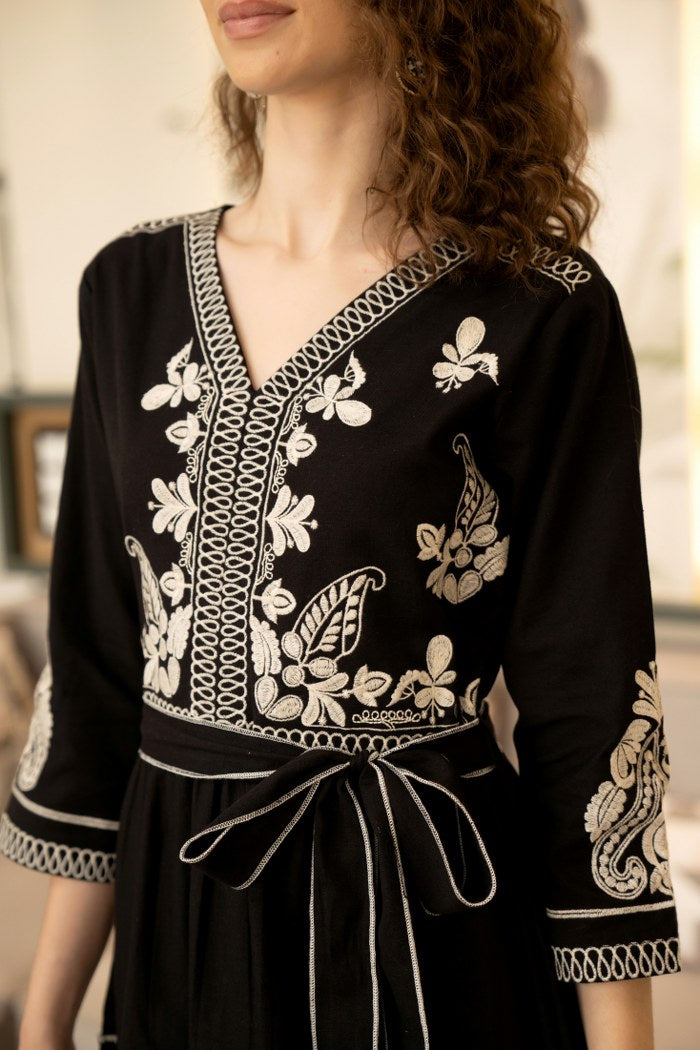 Black pure cotton with embroidery design