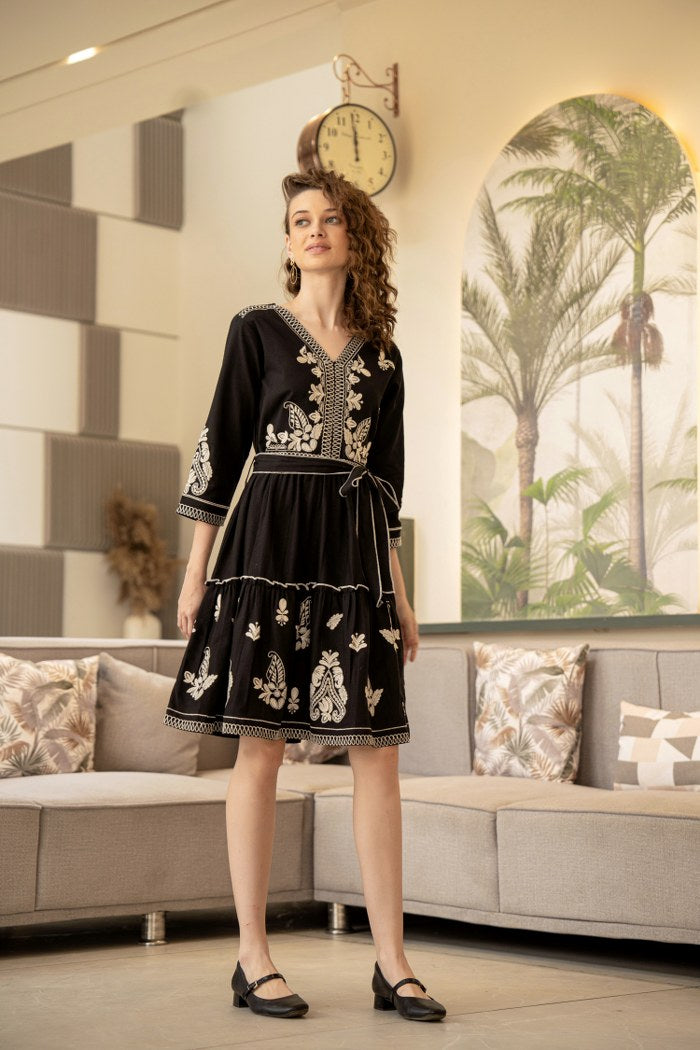 Black pure cotton with embroidery design