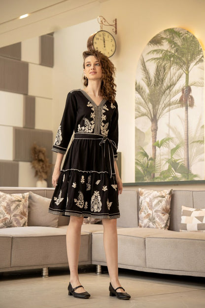 Black pure cotton with embroidery design