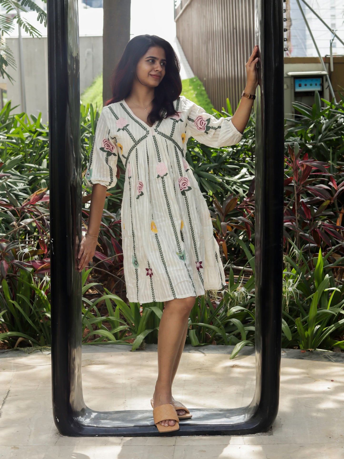 Off-white floral Tunic