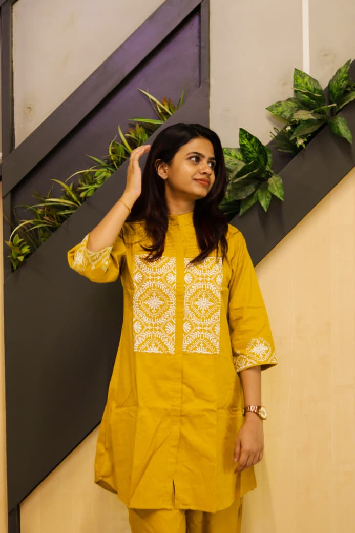 Mustard pure cotton co-ord set