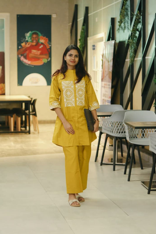 Mustard pure cotton co-ord set